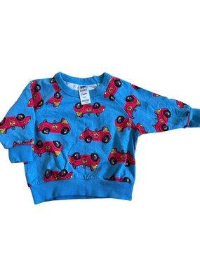 Bonds Bright Blue Sweatshirt with Red Car Print